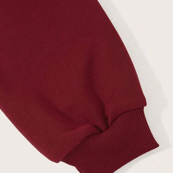NWOT MAROON DARK RED HOODIE | KANGAROO POCKET DROP SHOULDER DRAWSTRING | BURGUND - Picture 4 of 8